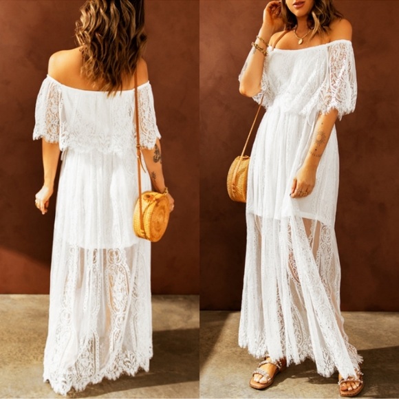 (2)New Gorgeous White Lace Summer Maxi Dress - Picture 6 of 6